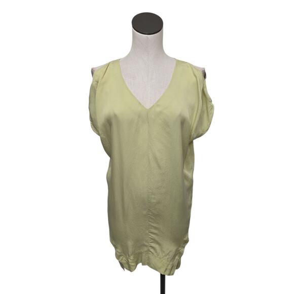 Allsaints Cold‎ Shoulder Sleeveless 100% Silk Mini Dress in Pastel Green Size 0 - Picture 1 of 9